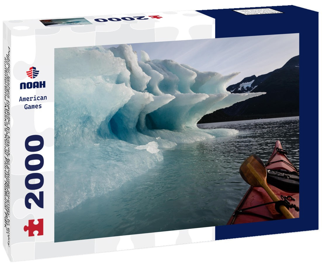 Paddler lashes paddle to kayak to pause journey to enjoy the splendor of the shapes of the melting Iceberg in summertime Alaska's Kenai Fiords National Park 2000pc Puzzle