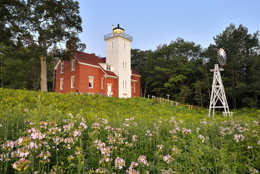 Forty Mile Point Lighthouse wild roses in bloom, Rogers City Michigan 2000pc Puzzle