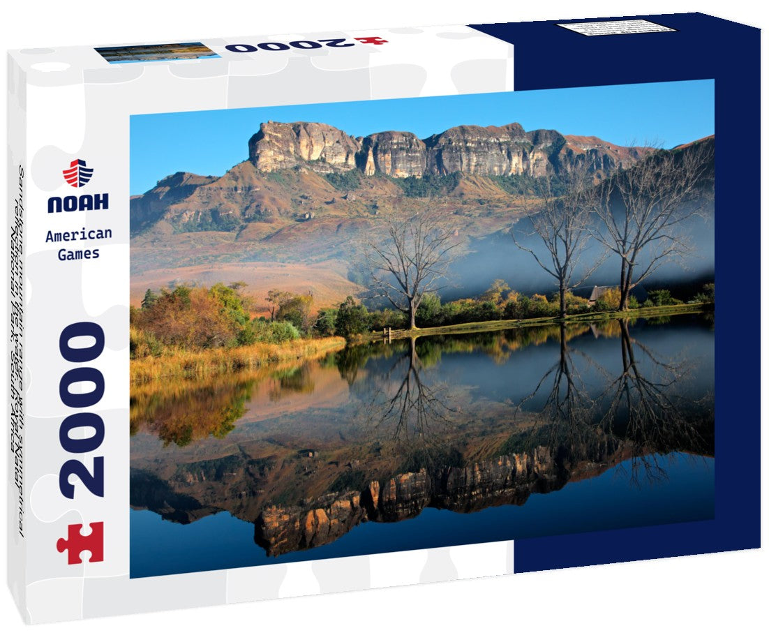Sandstone mountain range with symmetrical reflection in the water, Royal Natal National Park, South Africa 2000pc Puzzle