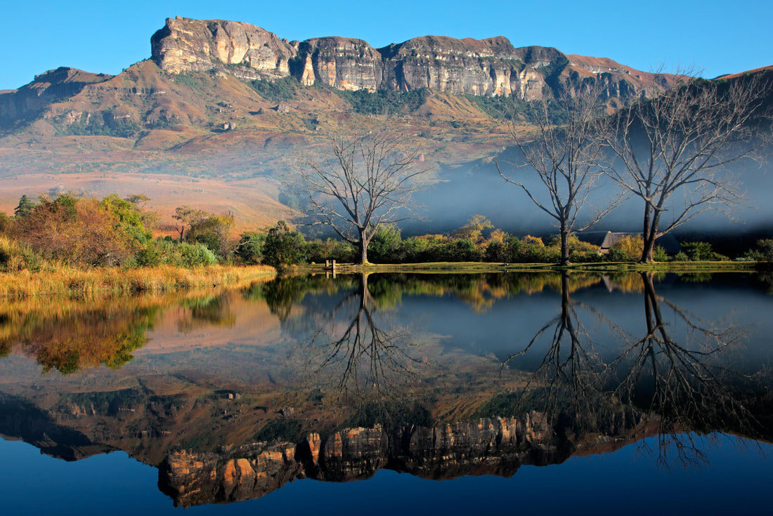 Sandstone mountain range with symmetrical reflection in the water, Royal Natal National Park, South Africa 2000pc Puzzle