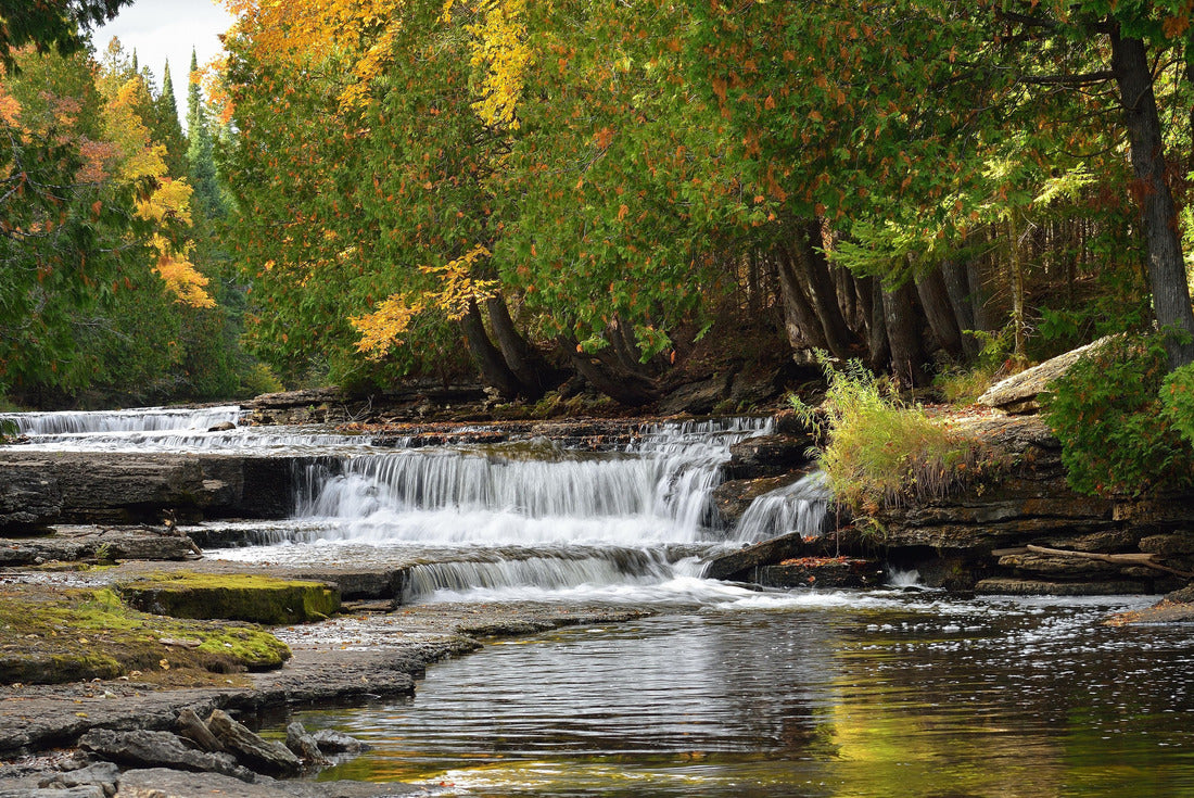 Whitefish Falls Michigan Autumn Waterfall 2000pc Puzzle