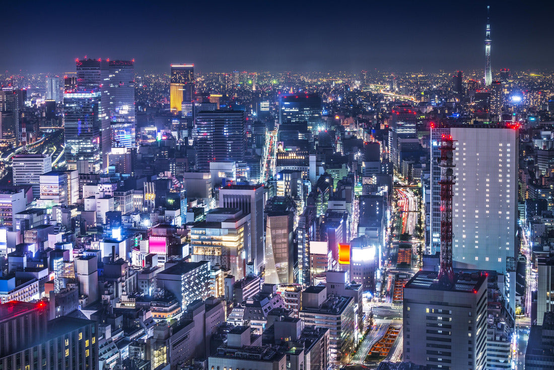Tokyo, Japan aerial view of the Ginza district at night 2000pc Puzzle