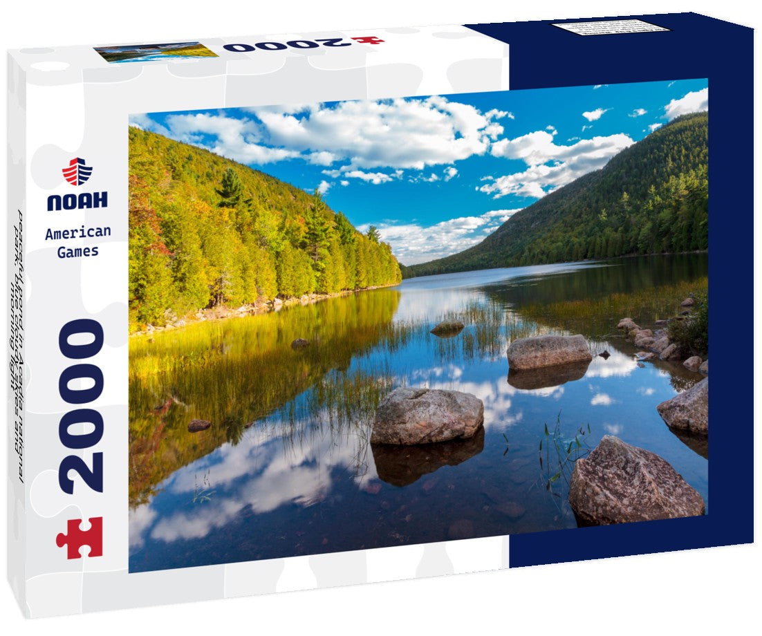 peaceful pond in Acadia national park, blue cloudy skies and morning light 2000pc Puzzle
