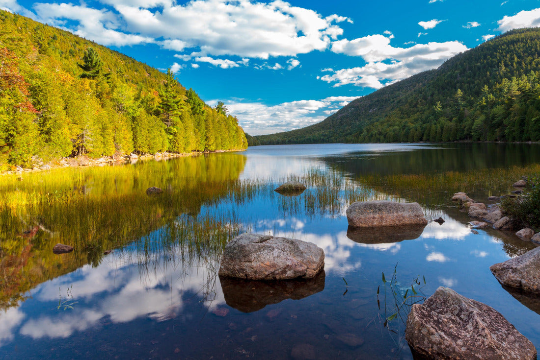 peaceful pond in Acadia national park, blue cloudy skies and morning light 2000pc Puzzle