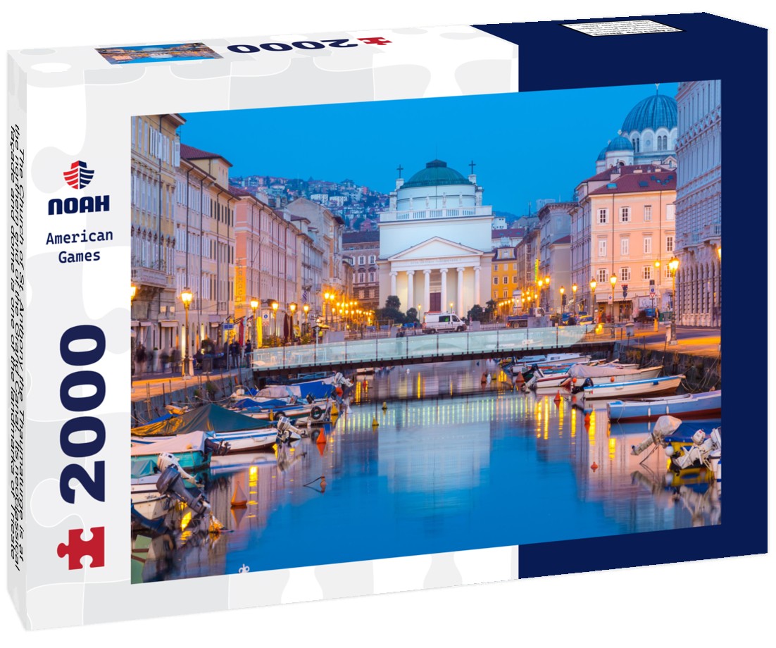 The Church of St. Anthony the Thaumaturge is at the northern end of the Grand Canal. Its neoclassical façade and dome is one of the landmarks of Trieste, a city and seaport in Italy 2000pc Puzzle