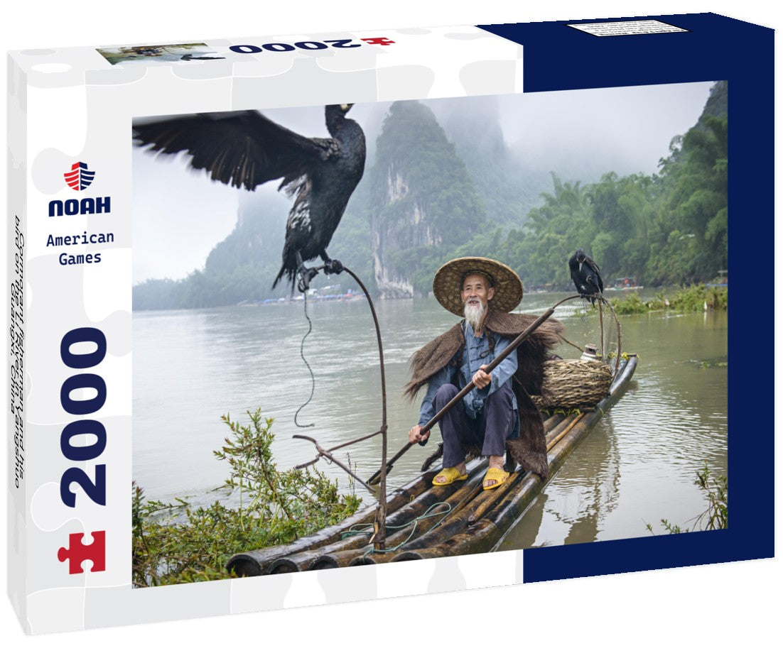 Cormorant fisherman and his bird on the Li River in Yangshuo, Guangxi, China 2000pc Puzzle