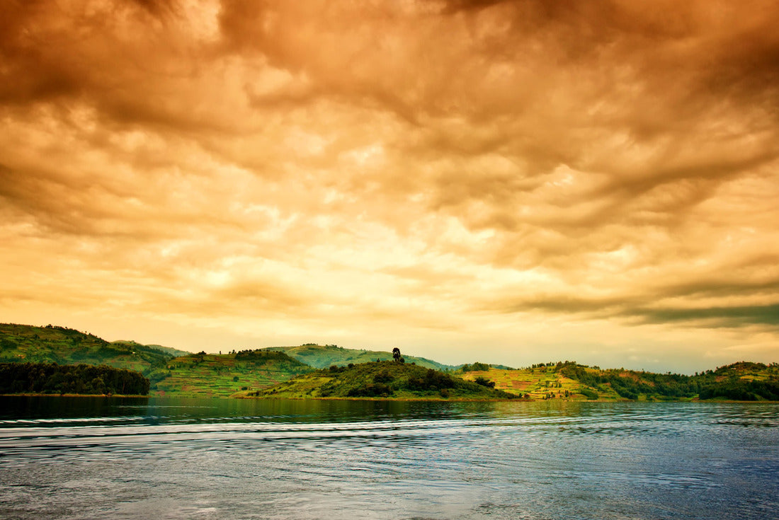 Noah Jigsaw Puzzle African sunset with stormy sky at Lake Bunyonyi in Uganda, Africa 2000 pieces