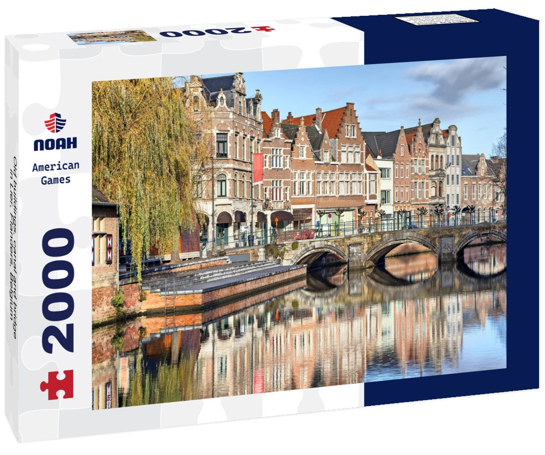 Old buildings, canal and bridge in Lier, Flanders, Belgium 2000pc Puzzle
