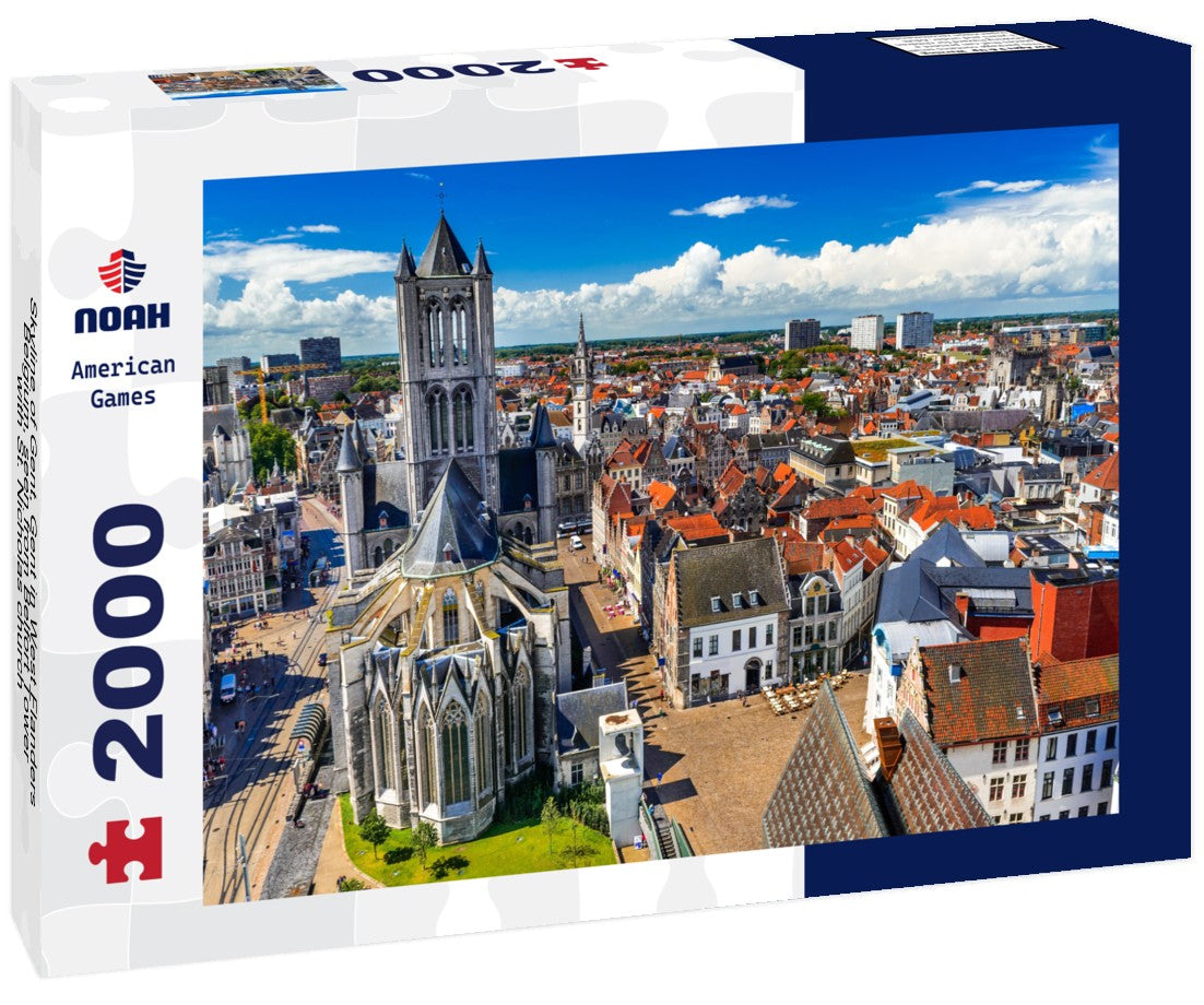 Skyline of Gent, Gent in West Flanders, Belgium, seen from Belfort Tower with St. Nicholas church 2000pc Puzzle