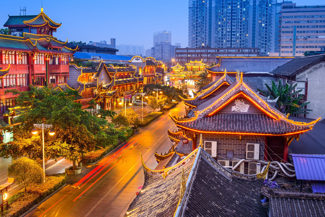 Chengdu, China cityscape over QIntai Road historic district 2000pc Puzzle