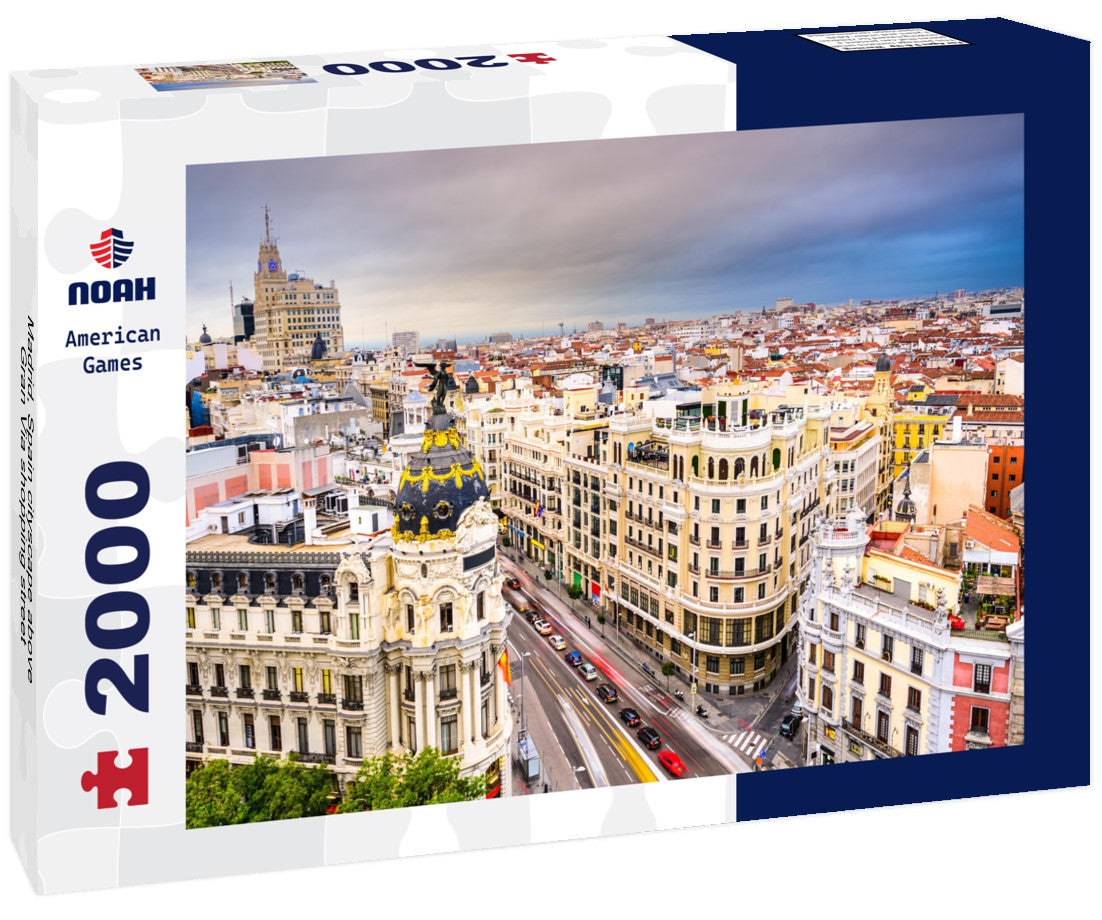 Madrid, Spain cityscape above Gran Via shopping street 2000pc Puzzle
