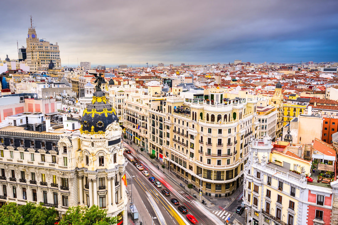 Madrid, Spain cityscape above Gran Via shopping street 2000pc Puzzle
