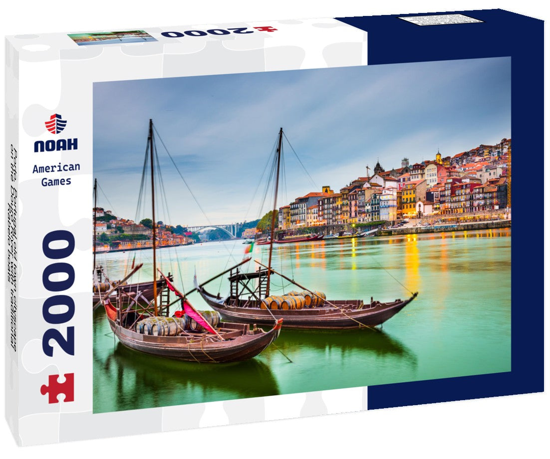 Porto, Portugal old town cityscape on the Douro River with traditional Rabelo boats 2000pc Puzzle