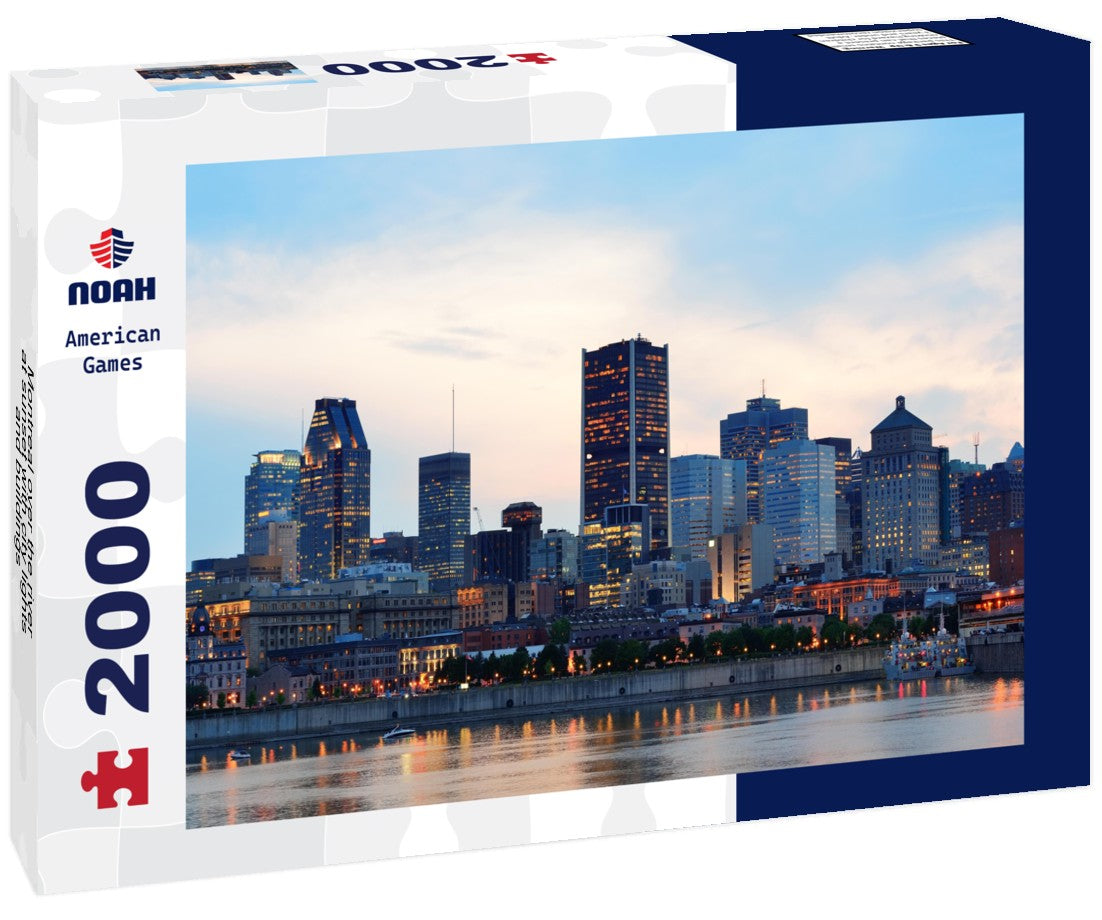 Montreal over the river at sunset with city lights and buildings 2000pc Puzzle