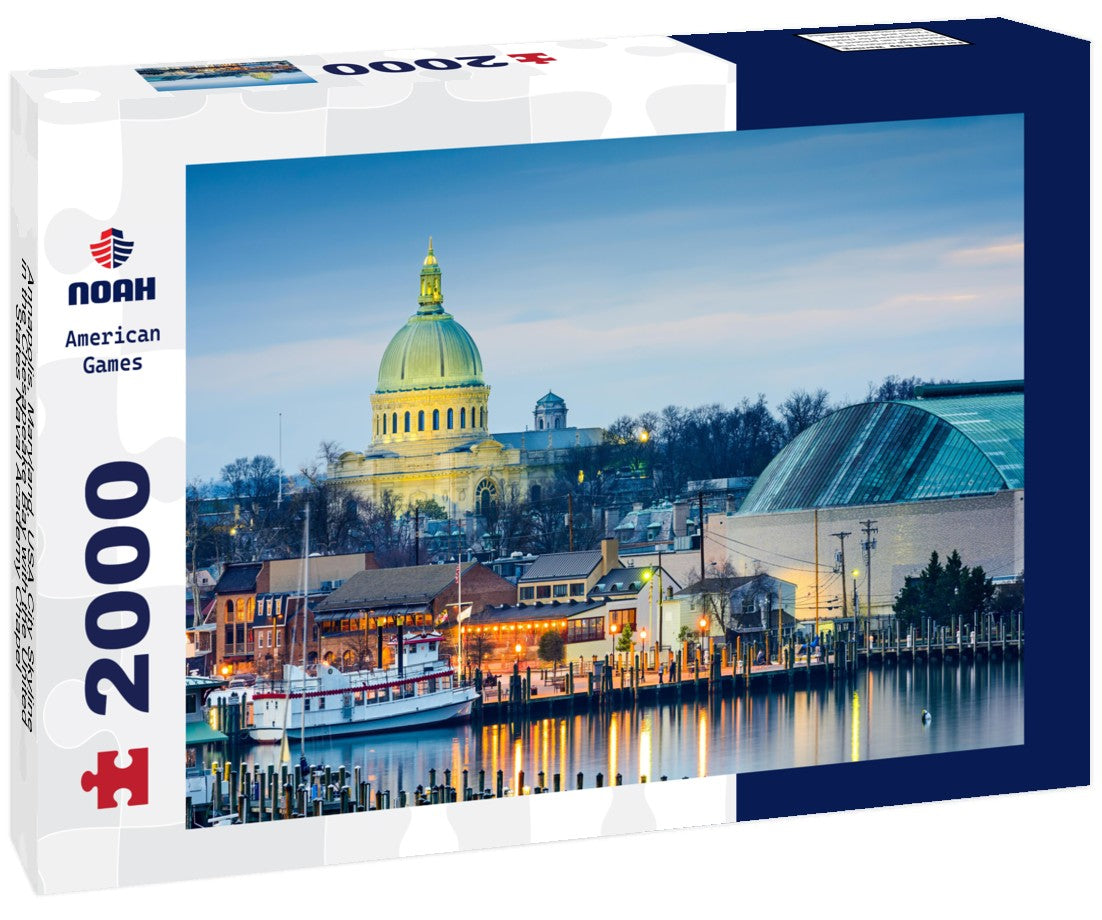 Noah Jigsaw Puzzle Annapolis, Maryland, USA City Skyline in the Chesapeake Bay with the United States Naval Academy Chapel 2000 pieces