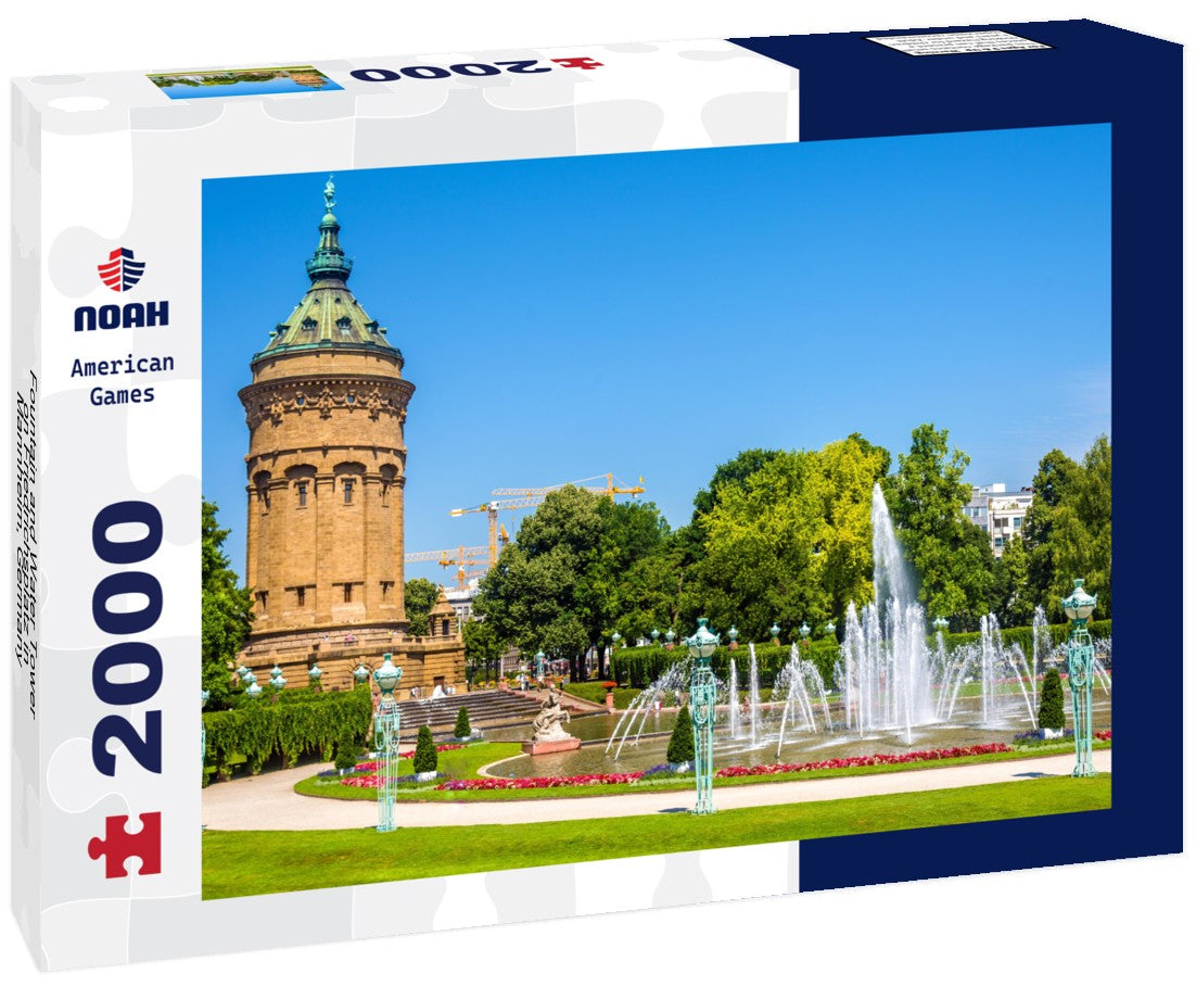 Noah Jigsaw Puzzle Fountain and Water Tower on Friedrichsplatz in Mannheim, Germany 2000 pieces