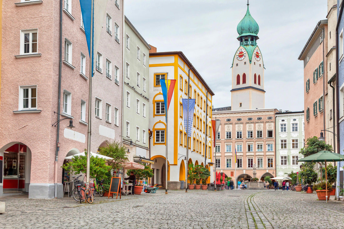 Colored buildings in the center of Rosenheim and tower of St. Nicholas Church, Germany 2000pc Puzzle