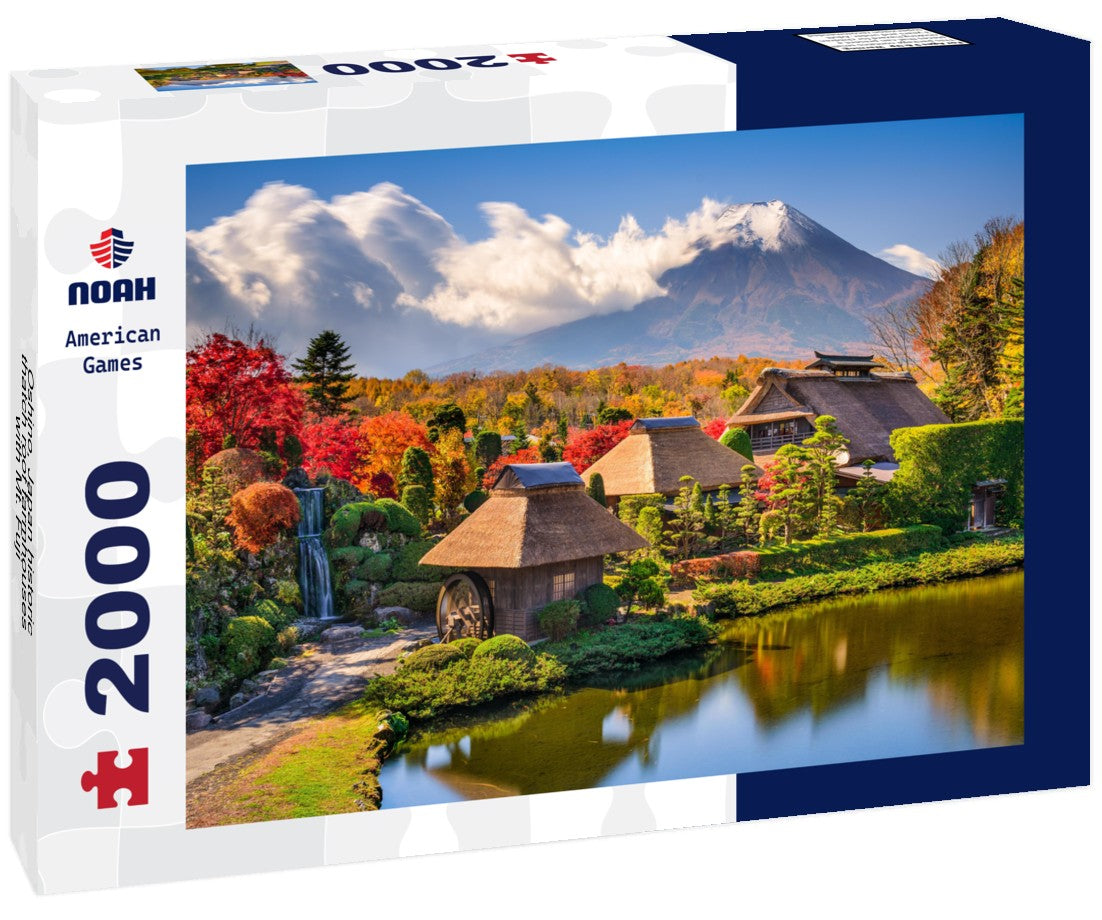 Oshino, Japan historic thatch roof farmhouses with Mt. Fuji 2000pc Puzzle