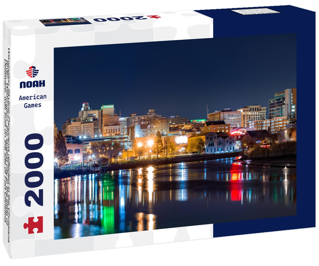 Wilmington Skyline reflected in the Christiana River. Wilmington, the largest city in the state of Delaware, was built on the site of Fort Christina, the first Swedish settlement in North America 2000pc Puzzle
