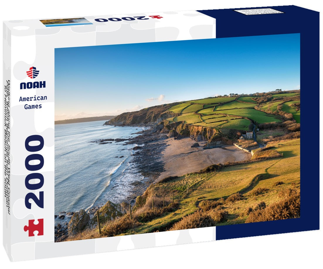Walking along the South West Coastal Path, which descends from Dodman to Hemmick Beach on the south coast of Cornwall 2000pc Puzzle