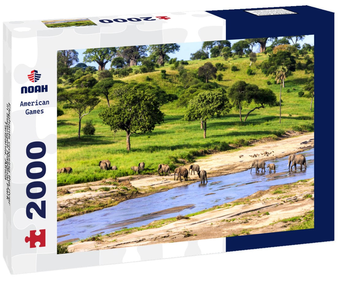 Noah Jigsaw Puzzle Elephants crossing the river in Serengeti National Park, Tanzania, Africa 2000 pieces