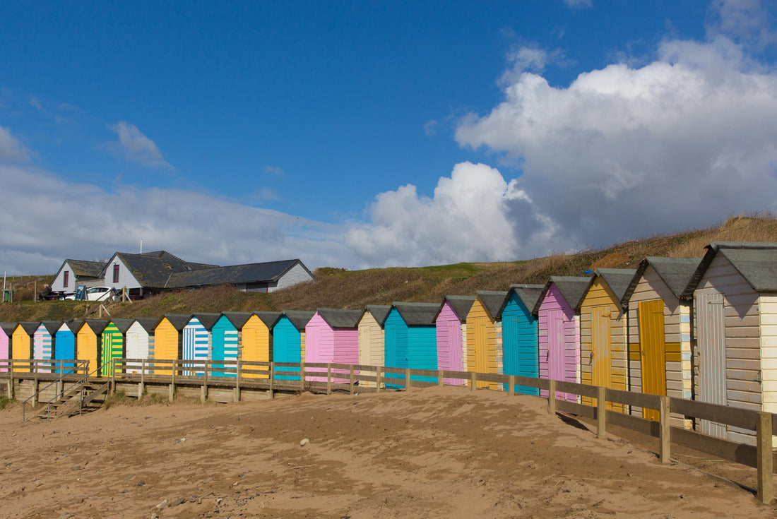 Bude North Cornwall England uk with colorful beach huts on the beach on a beautiful day 2000pc Puzzle