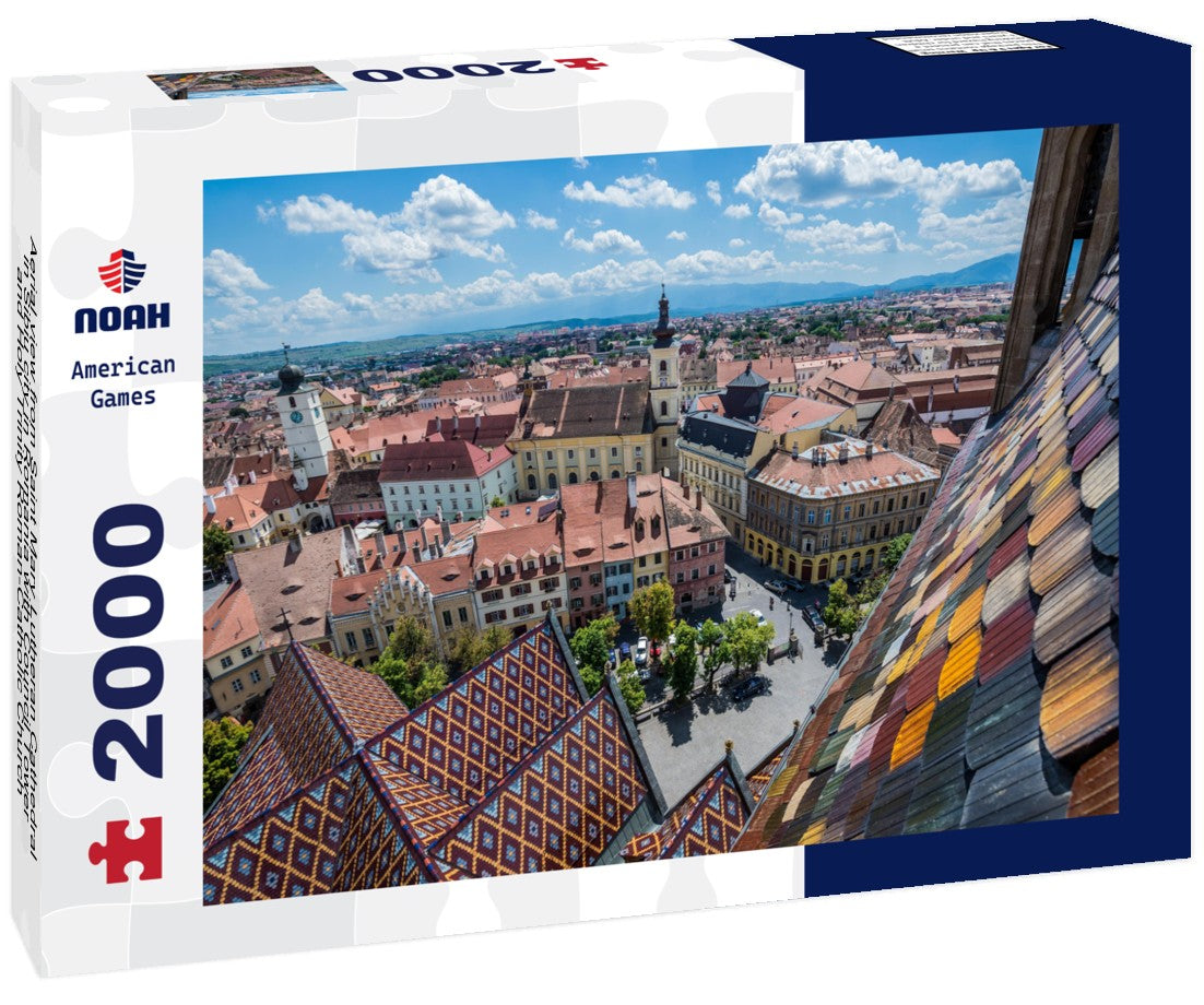 Aerial view from Saint Mary Lutheran Cathedral in Sibiu city in Romania with Council Tower and Holy Trinity Roman-Catholic Church 2000pc Puzzle