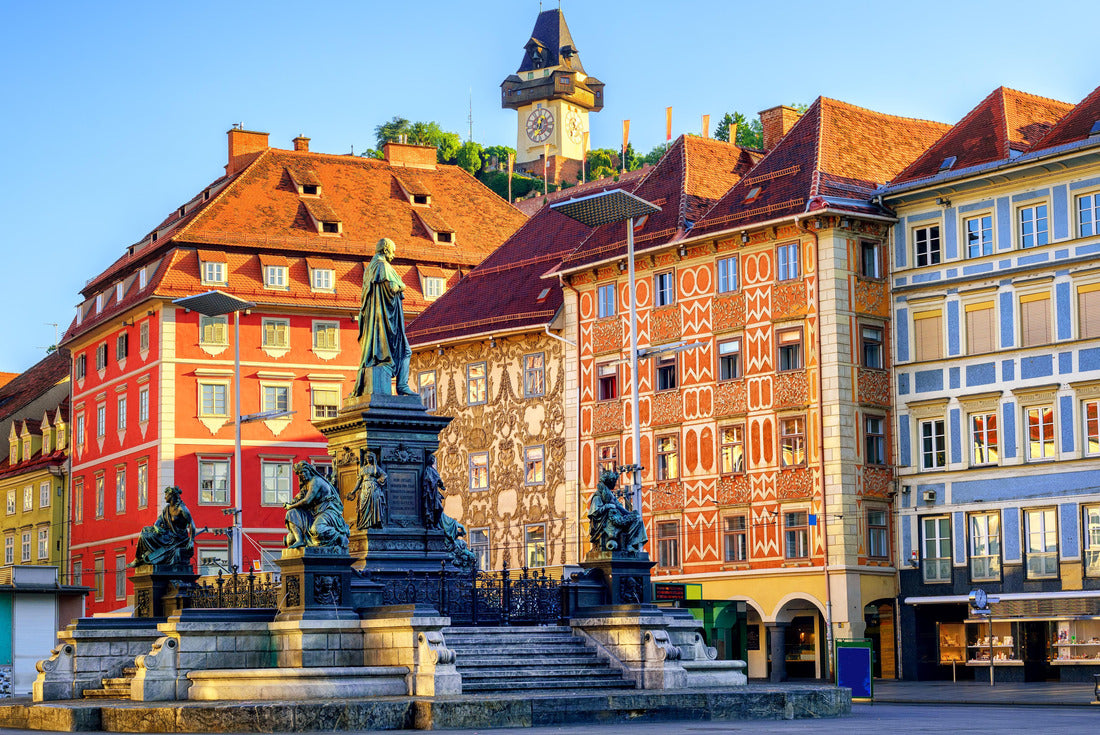 Painted facades and the clock tower in the old town of Graz, Austria, are on the UNESCO World Heritage List 2000pc Puzzle