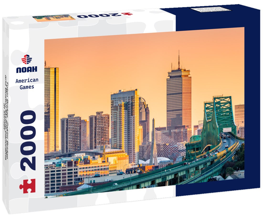 Tobin Bridge, Zakim Bridge and Boston skyline at sunset 2000pc Puzzle