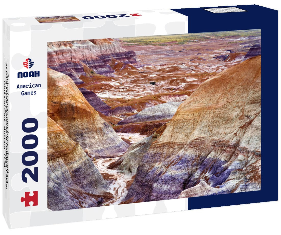 Striped purple sandstone formations of Blue Mesa badlands in Petrified Forest National Park, Arizona, USA 2000pc Puzzle
