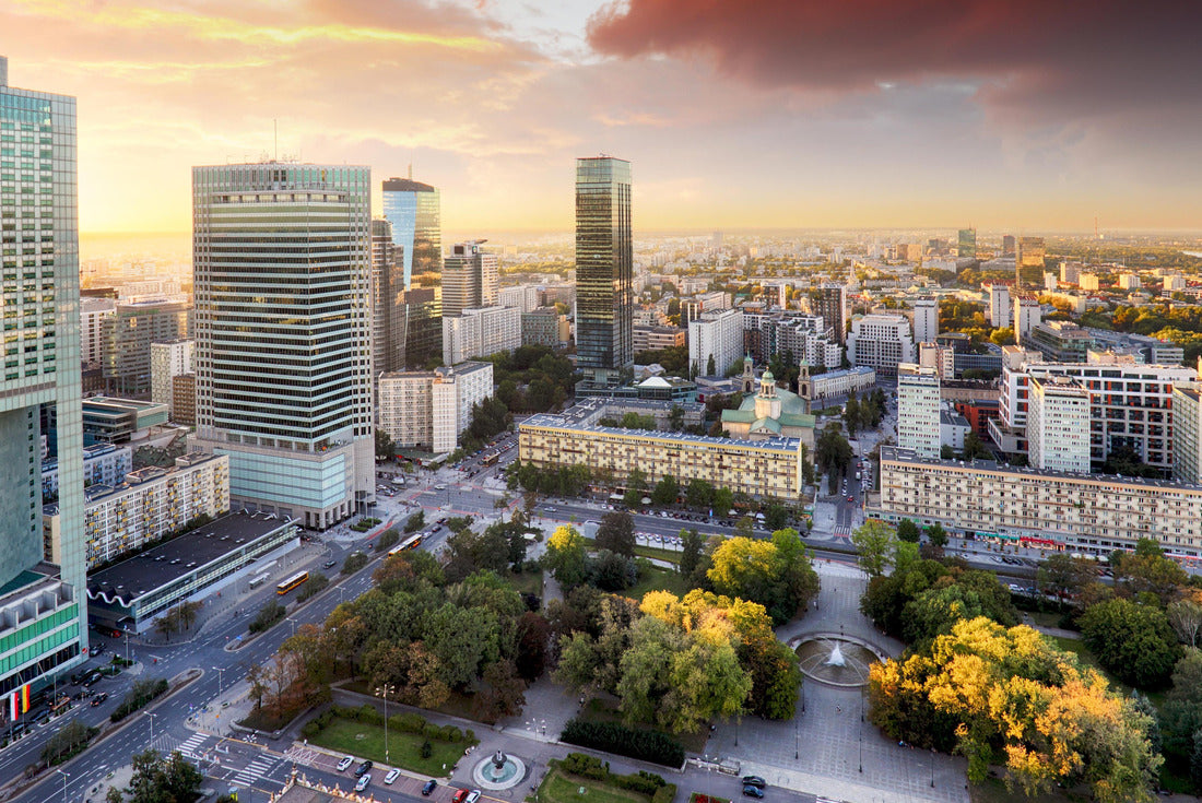 Warsaw city with modern skyscraper at sunset, Poland 2000pc Puzzle