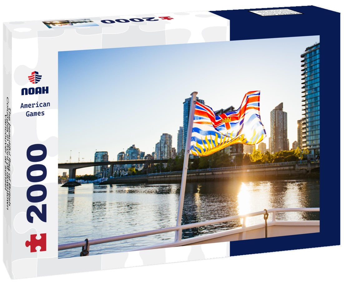 The beautiful flag of British Columbia in front of downtown Vancouver at sunset 2000pc Puzzle
