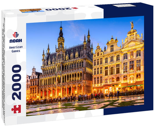Noah Jigsaw Puzzle Brussels, Belgium. Big night scene of Grand Place and Maison du Roi, one of Europe's most beautiful historic squares and an unmissable sight of Brussels attractions 2000 pieces