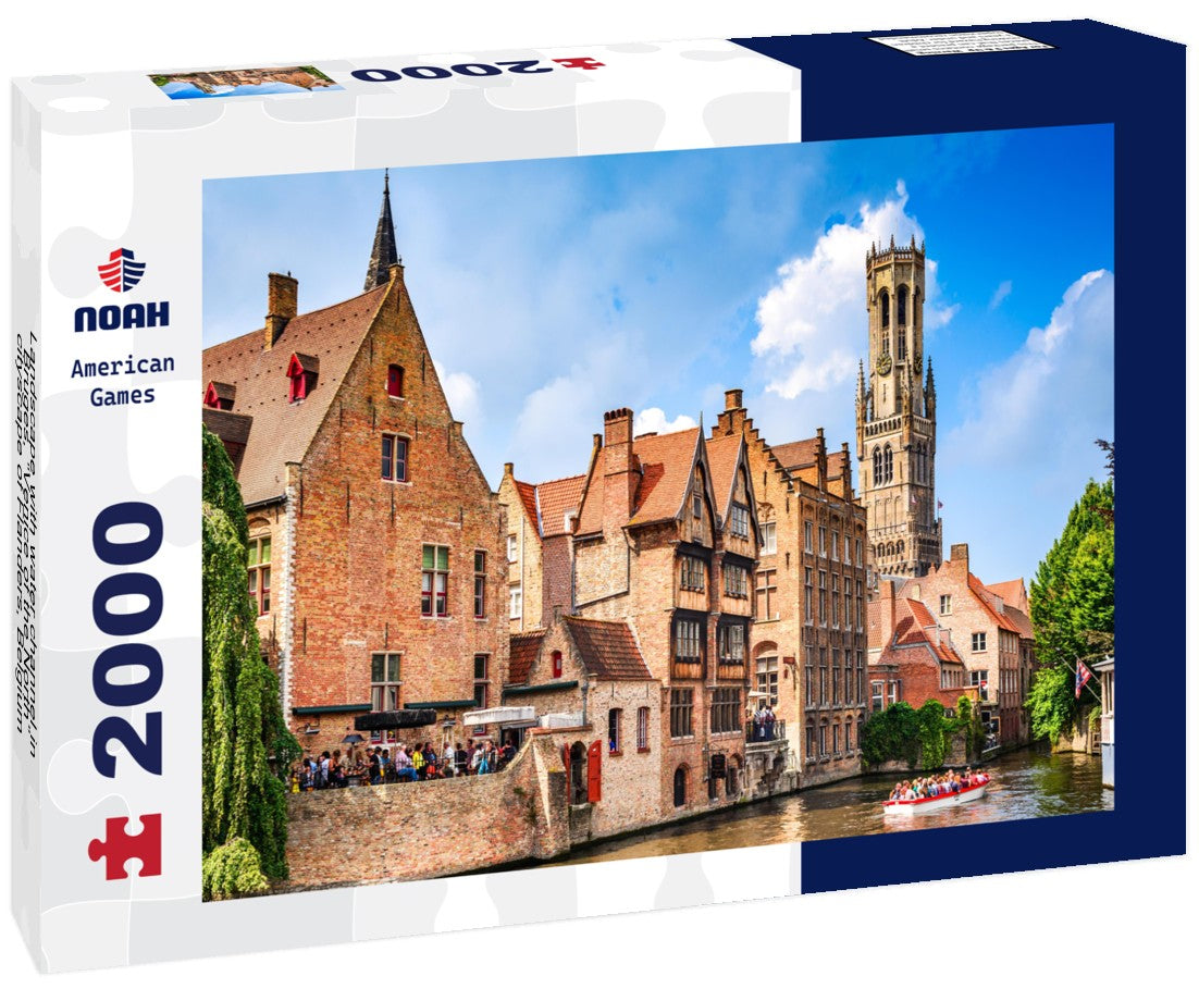 Landscape with water channel in Bruges, “Venice of the North”, cityscape of Flanders, Belgium 2000pc Puzzle