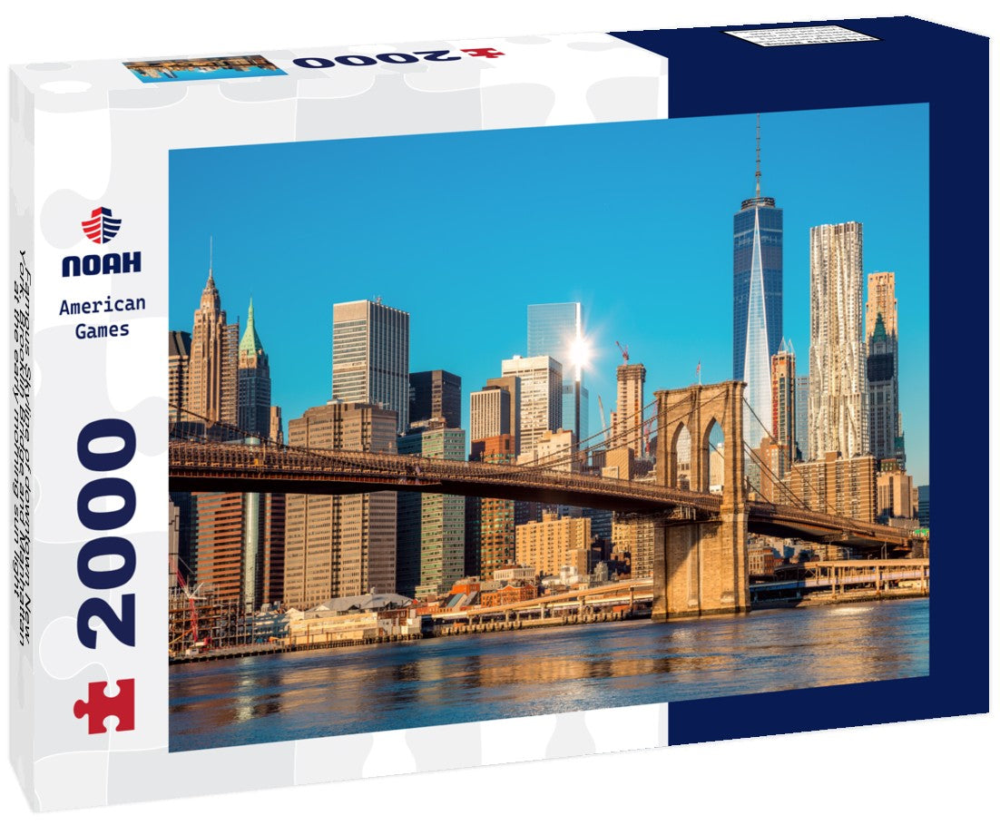 Noah Jigsaw Puzzle Famous Skyline of downtown New York, Brooklin Bridge and Manhattan at the early morning sun light , New York City, USA 2000 pieces