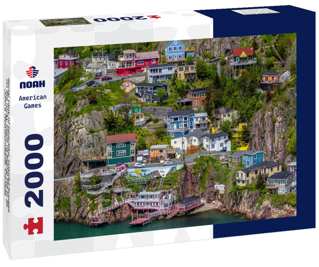 aerial view of beautiful, colorful houses on the rocky slope of Signal Hill in St. John's Newfoundland, Canada 2000pc Puzzle
