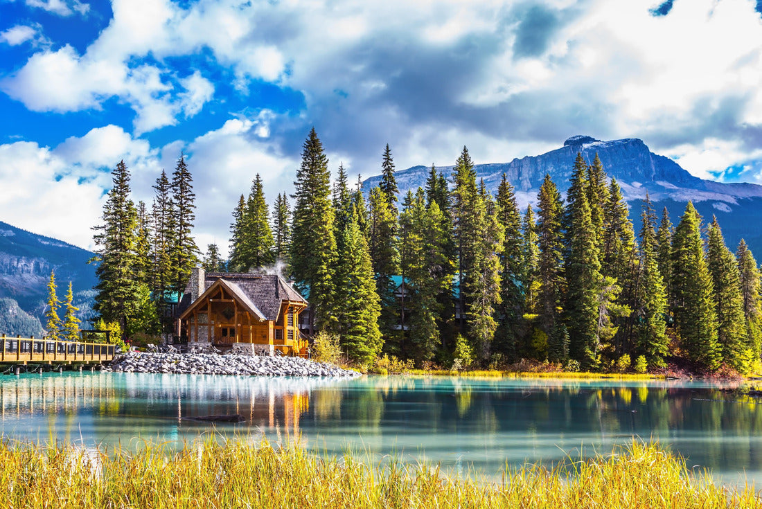 Bridge over Emerald Lake. Camping and coniferous forest. Yoho National Park, Canada 2000pc Puzzle