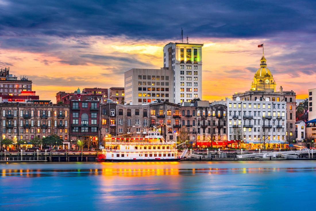 Savannah, Georgia, USA skyline on the Savannah river at dusk 2000pc Puzzle