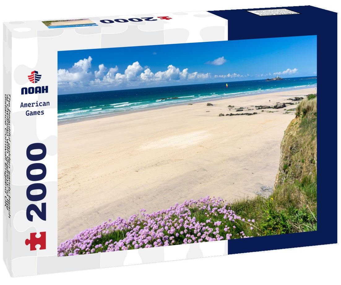 The beautiful golden sandy beach at Gwithian with Godrevy in the distance Cornwall England UK 2000pc Puzzle