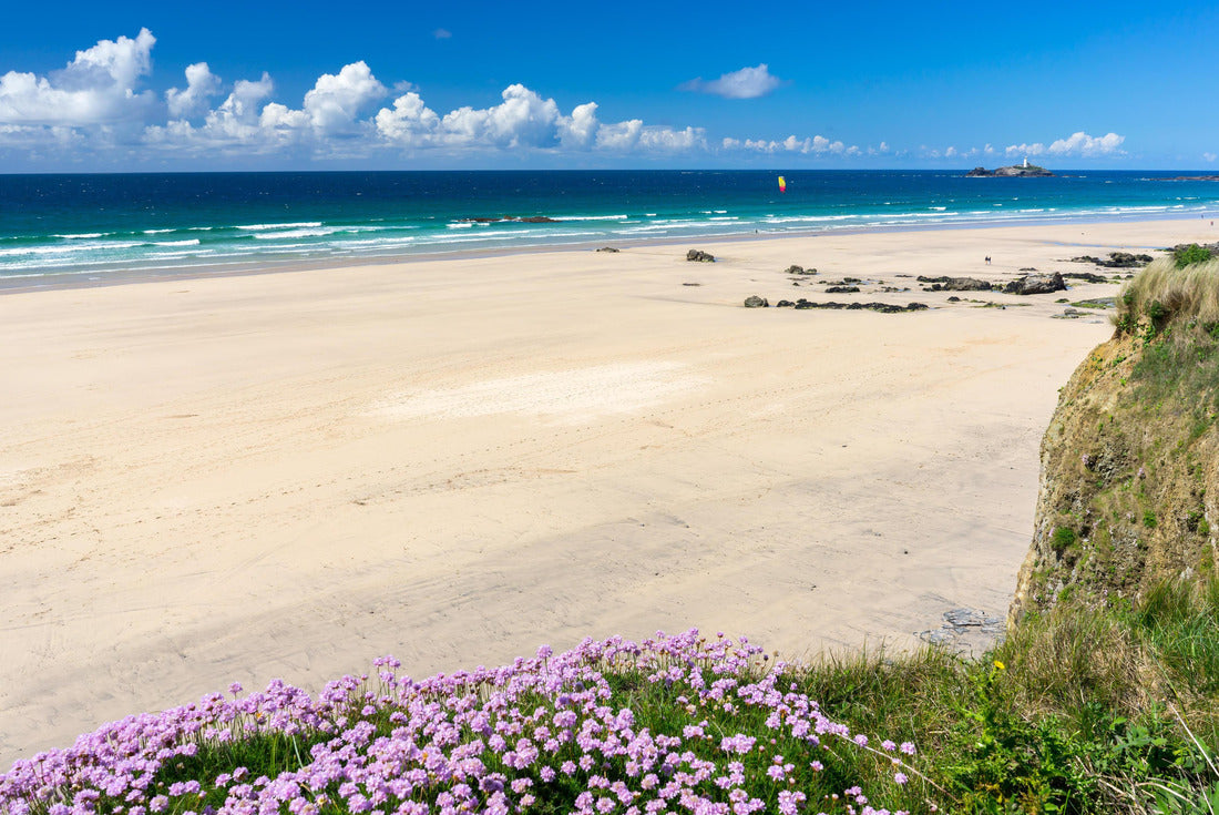 The beautiful golden sandy beach at Gwithian with Godrevy in the distance Cornwall England UK 2000pc Puzzle