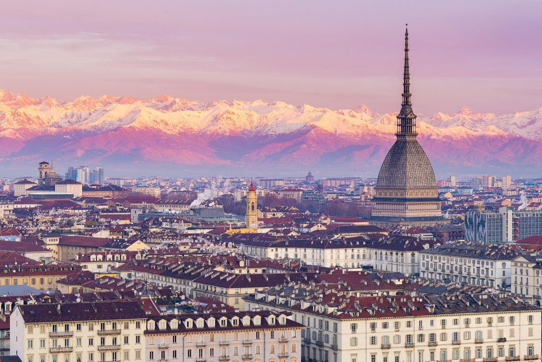 Turin, Italy: cityscape at sunrise with details of the Mole Antonelliana rising above the city. Snow-capped Alps in the background 2000pc Puzzle