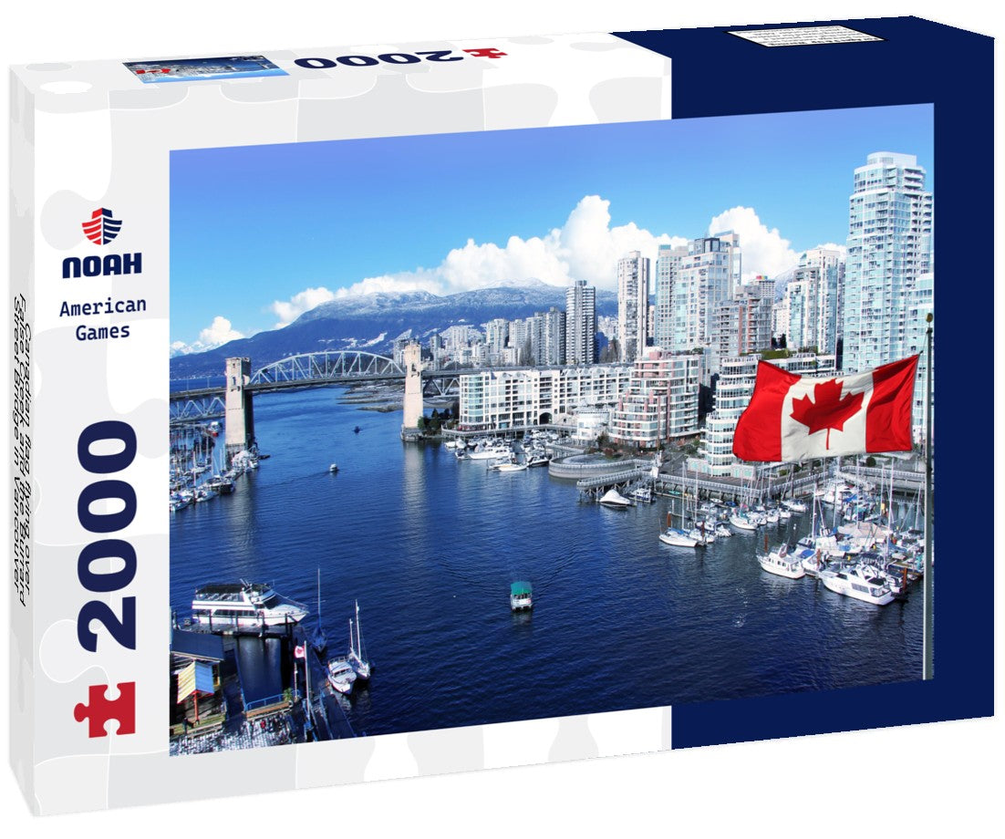 Canadian flag flying over False Creek and the Burrard Street Bridge in Vancouver, Canada 2000pc Puzzle
