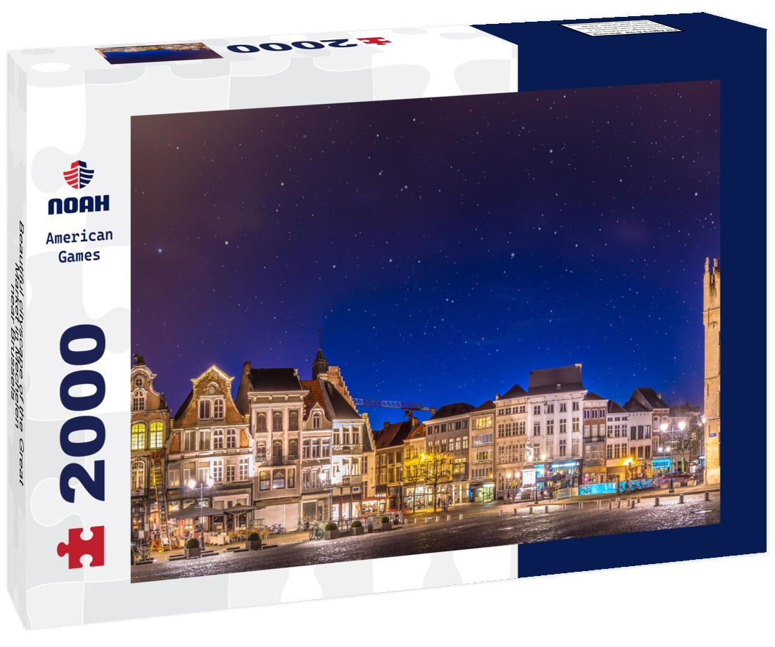 Beautiful cityscape of the Great Market in Mechelen - near Brussels - at night. Historic city center in Belgium 2000pc Puzzle