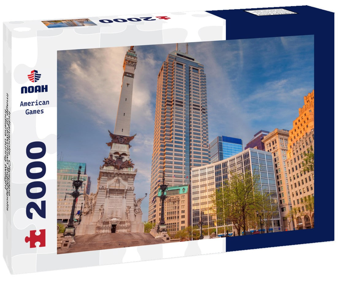 Noah Jigsaw Puzzle Indianapolis. Cityscape image of downtown Indianapolis, Indiana during twilight blue hour 2000 pieces