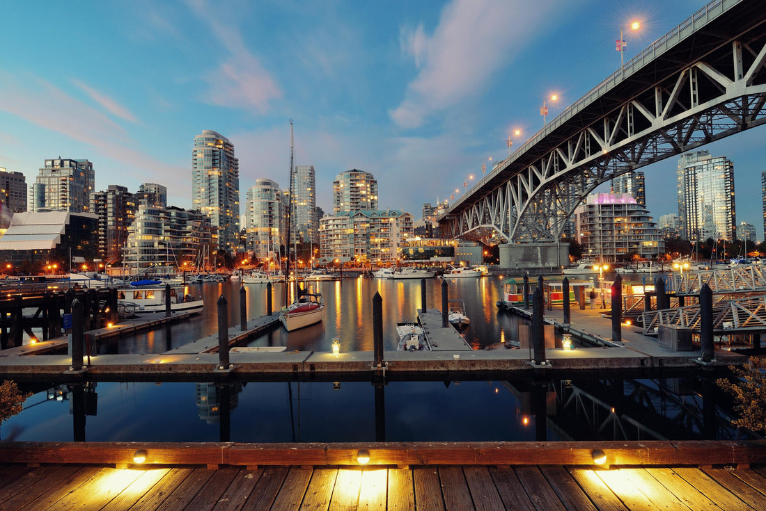 Noah Jigsaw Puzzle Vancouver False Creek at night with bridge and boat 2000 pieces