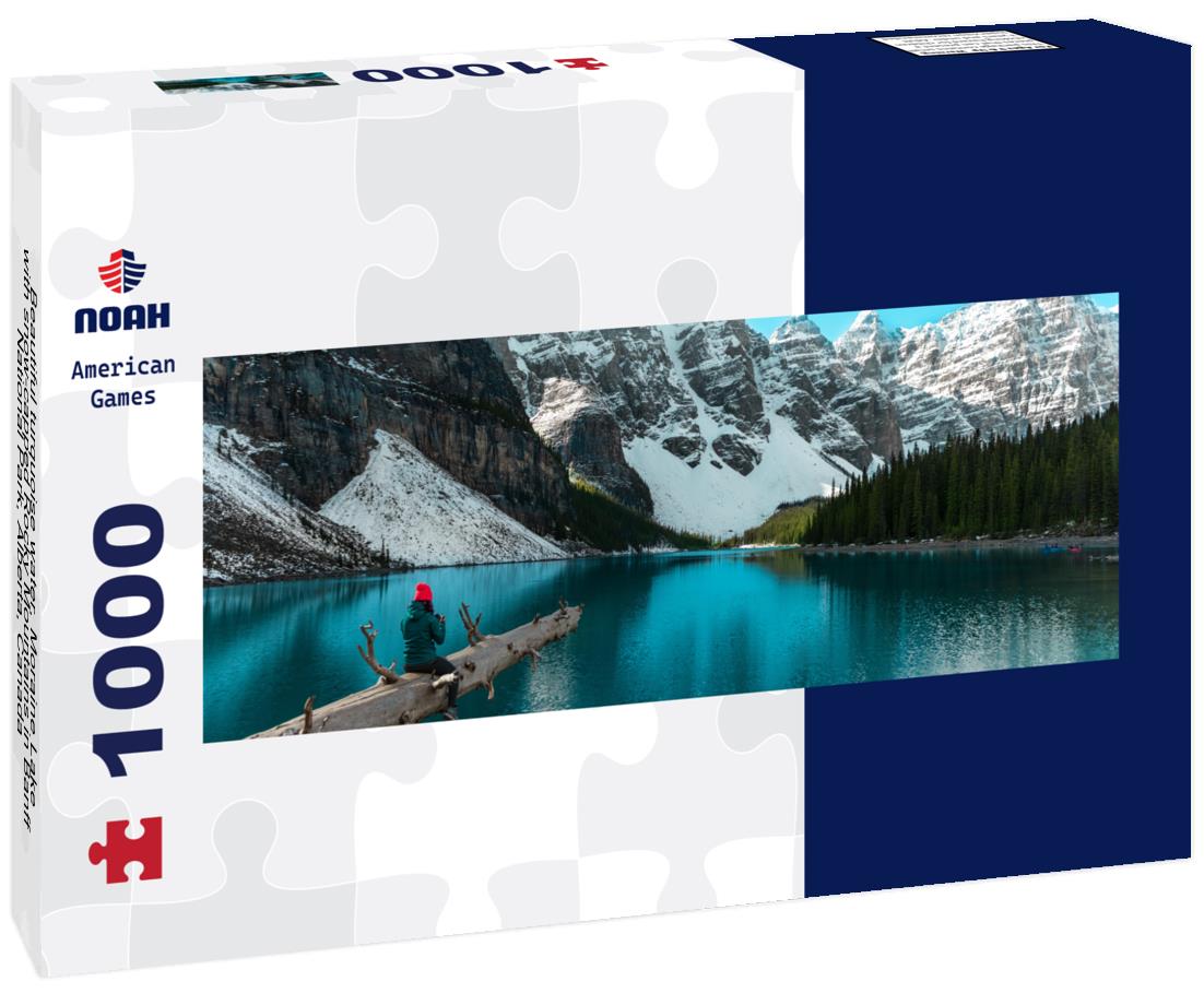 Noah Jigsaw Puzzle Beautiful turquoise water, Moraine Lake with snow-capped Rocky Mountains in Banff National Park, Alberta, Canada panorama 1000 pieces