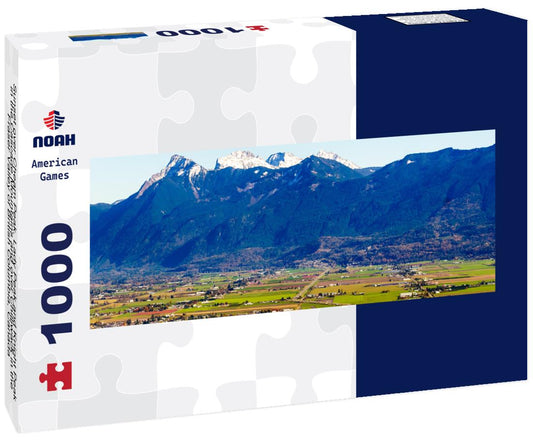 Noah Jigsaw Puzzle Sunset over Cheam Peak, Lady Peak and Knight Peak in the Cascade Mountains and over Chilliwack in the Fraser Valley of British Columbia, Canada panorama 1000 pieces