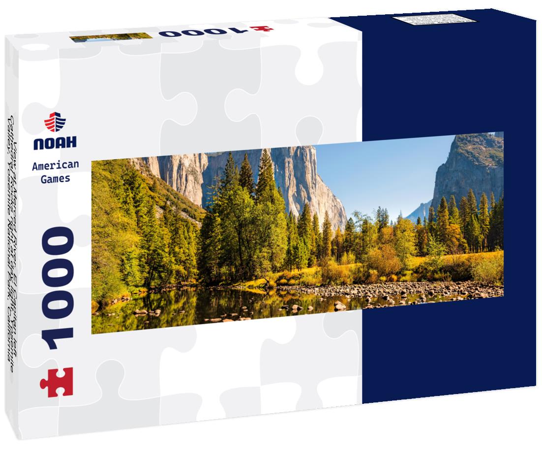 Noah Jigsaw Puzzle View at Merced River, El Capitan left, Cathedral Rocks right at day light, Yosemite Valley, Yosemite National Park, California, USA panorama 1000 pieces