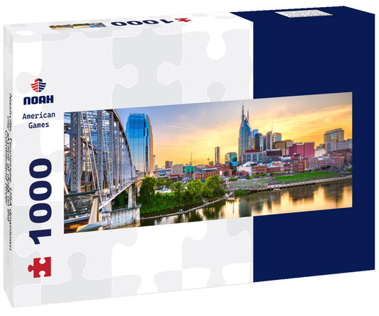 Noah Jigsaw Puzzle Nashville, Tennessee, USA downtown city skyline at dusk on the Cumberland River panorama 1000 pieces