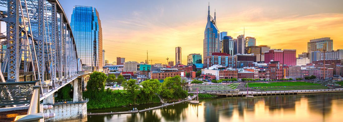 Noah Jigsaw Puzzle Nashville, Tennessee, USA downtown city skyline at dusk on the Cumberland River panorama 1000 pieces